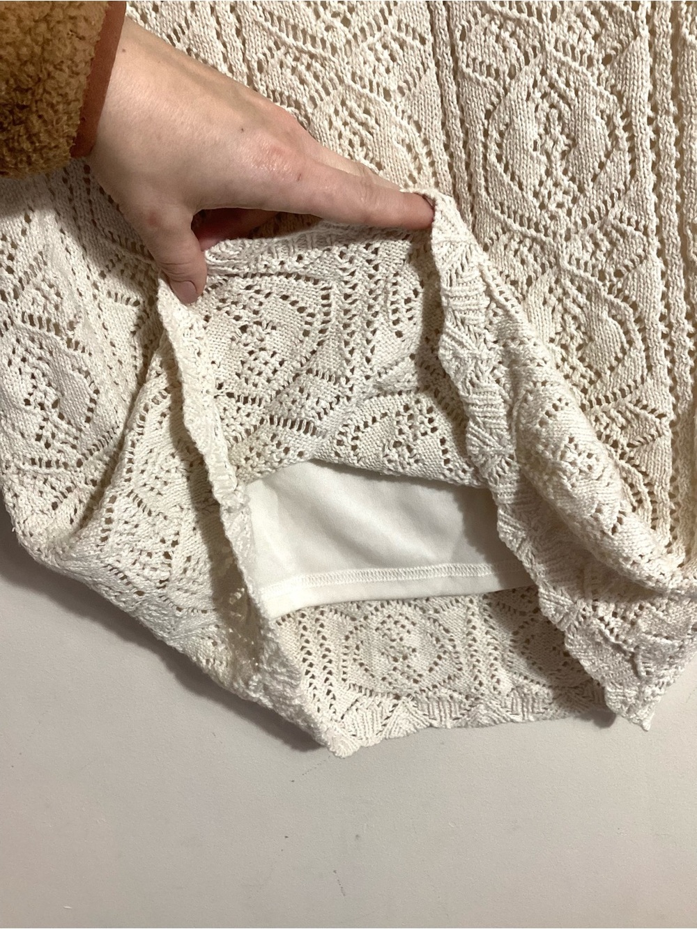 Freshman 1996 Crochet Open Knit Ivory Midi Skirt M - Picture 7 of 11